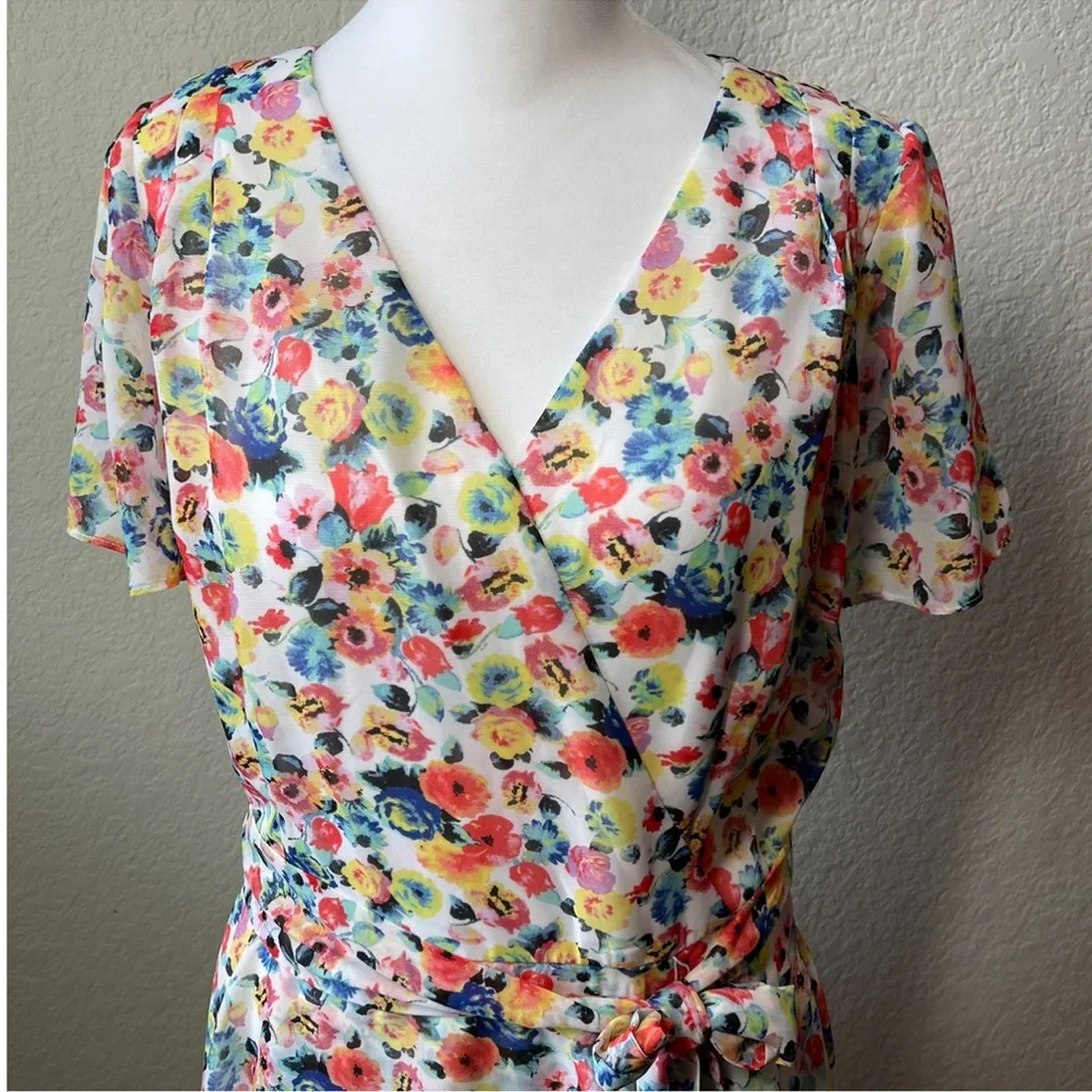 🆕 Tahari by Arthur S. Levine Women's Floral Chiffon Dress - Picture 5 of 12